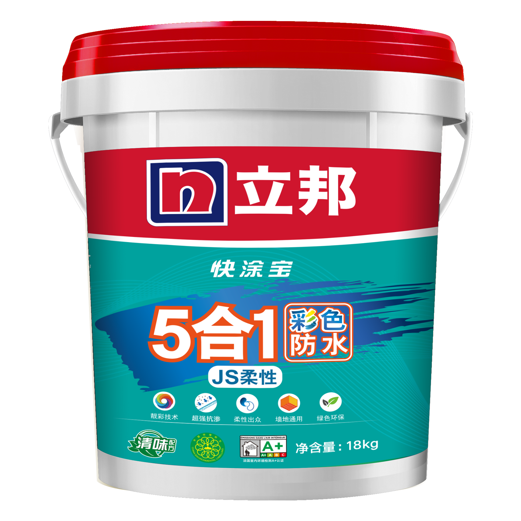 立邦快涂寶5合1JS柔性超強抗滲彩色防水18KG 粘結力強的水性涂料解析